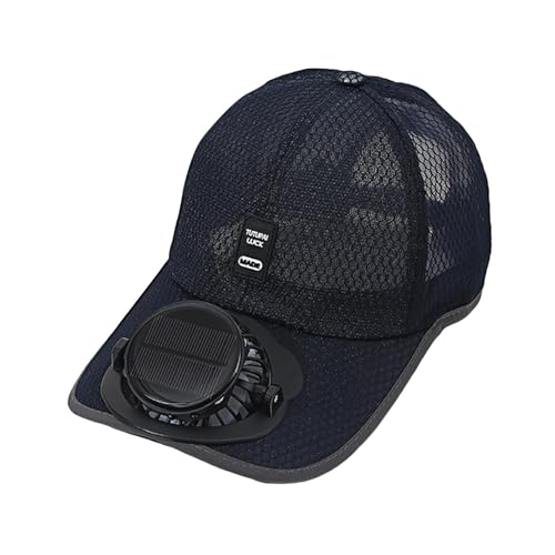 F Fityle Solar-Baseballkappe mit Ventilator, Ventilator Kühler Kappe, Cap mit Lüfter, Solar-Fan-Hut, Baseballmütze Fanmütze, UV-Schutz-Strandhut mit Kühlventilator für Camping Radfahren, Navy Blau von F Fityle