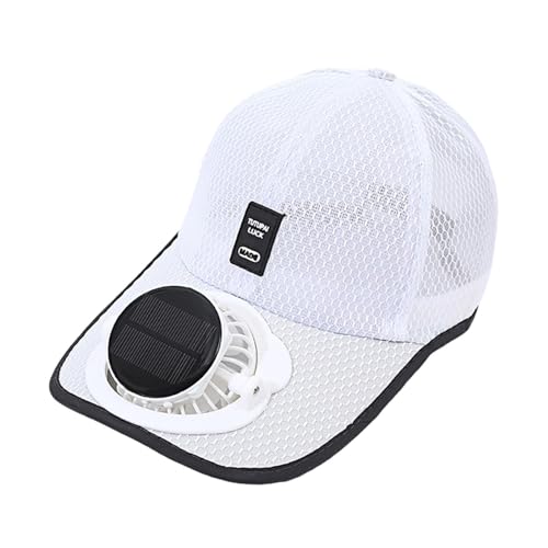 F Fityle Solar-Baseballkappe mit Ventilator, Ventilator Kühler Kappe, Cap mit Lüfter, Solar-Fan-Hut, Baseballmütze Fanmütze, UV-Schutz-Strandhut mit Kühlventilator für Camping Radfahren, Weiß von F Fityle