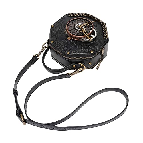 F Fityle Steampunk Umhängetasche Uhrkette Geldbörse Handtasche Verstellbarer Schultergurt Retro PU Leder Umhängetasche von F Fityle