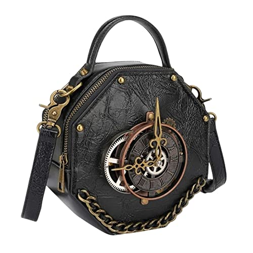 F Fityle Steampunk Umhängetasche Uhrkette Geldbörse Handtasche Verstellbarer Schultergurt Retro PU Leder Umhängetasche von F Fityle