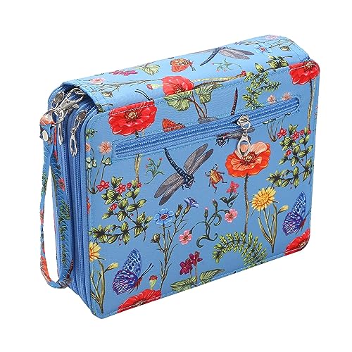 F Fityle Stift Organizer, Aquarell Tasche, 120 Fächer, Stoffbeutel, 3 Schichten, mit Tragegriff, Farbiges Federmäppchen, Stifthalter für Büro, Schule, Blau von F Fityle