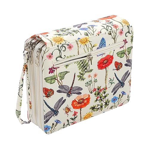 F Fityle Stift Organizer, Aquarell Tasche, 120 Fächer, Stoffbeutel, 3 Schichten, mit Tragegriff, Farbiges Federmäppchen, Stifthalter für Büro, Schule, Weiß von F Fityle