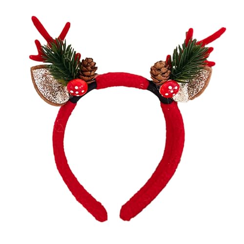 F Fityle Weihnachts-Hirsch-Stirnband, Weihnachts-Stirnbänder, niedliche Ornamente, Haarreifen, Haarreifen für Erwachsene, Kinder, Halloween, Weihnachten, Rot von F Fityle