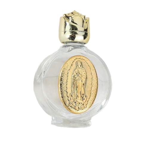 F Fityle Weihwasserflasche, Weihwasserflasche aus geprägtem Glas, Geschenk für Mädchen, Einweihungsgeschenk, Tragbar mit getönter Kappe für Taufgeschenke, Gold von F Fityle