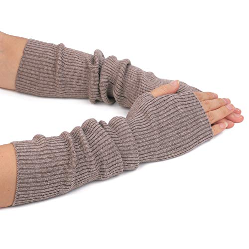 F Flammi Damen flammi knit armlinge kaschmir lange fingerlose handschuhe handschuhe daumenloch One Size Camel von F Flammi