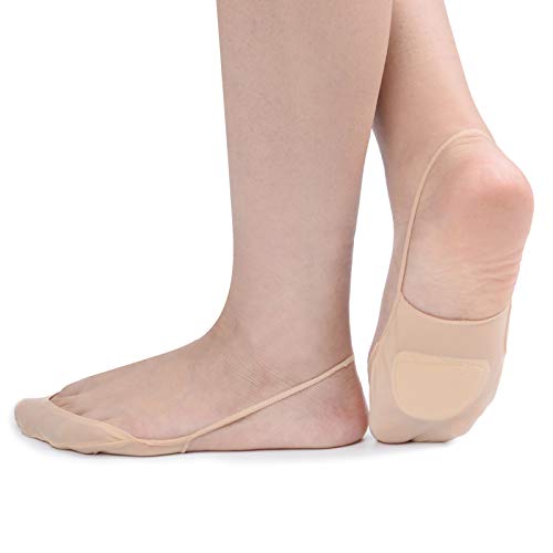 F Flammi Damen paare ultra low cut no show gepolsterter halb liner socken mit sling zurück schuh-größe 5-8 us 6 pairs- beige von F Flammi