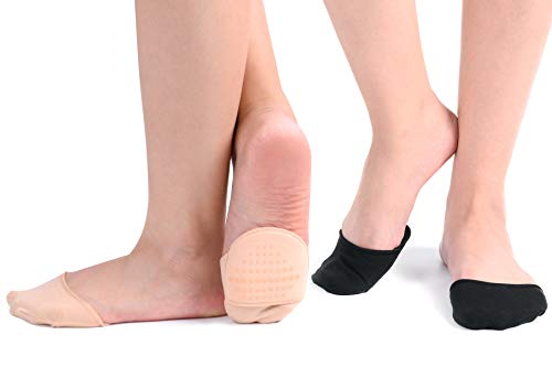 Flammi 6 Pairs Women's Toe Cover with Padding Toe Topper Liner Socks Non-Skid Bottom (Cotton-4beige2black) von F Flammi