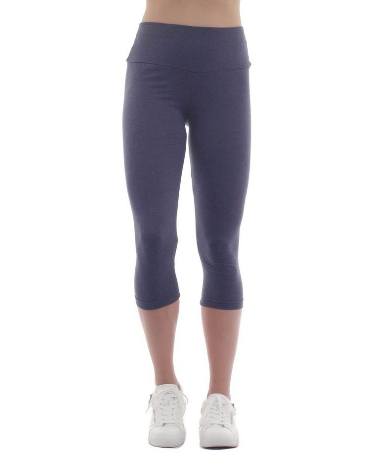 F&K-Mode Caprileggings Damen Capri 3/4 Leggings hoher Bund Baumwolle Hose hoher Bund von F&K-Mode