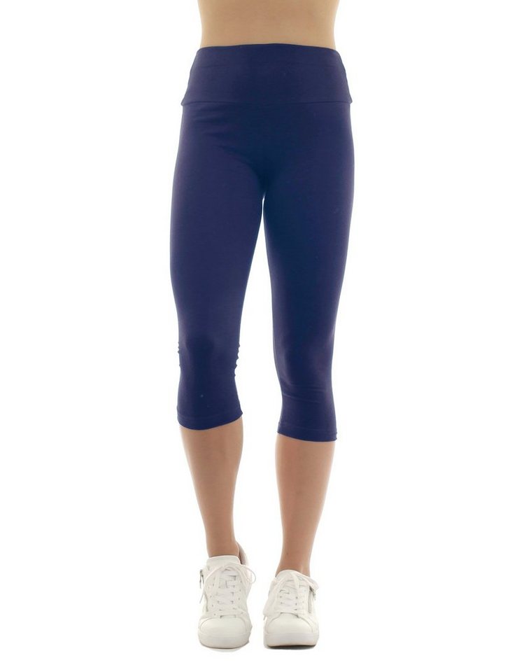 F&K-Mode Caprileggings Damen Capri 3/4 Leggings hoher Bund Baumwolle Hose hoher Bund von F&K-Mode