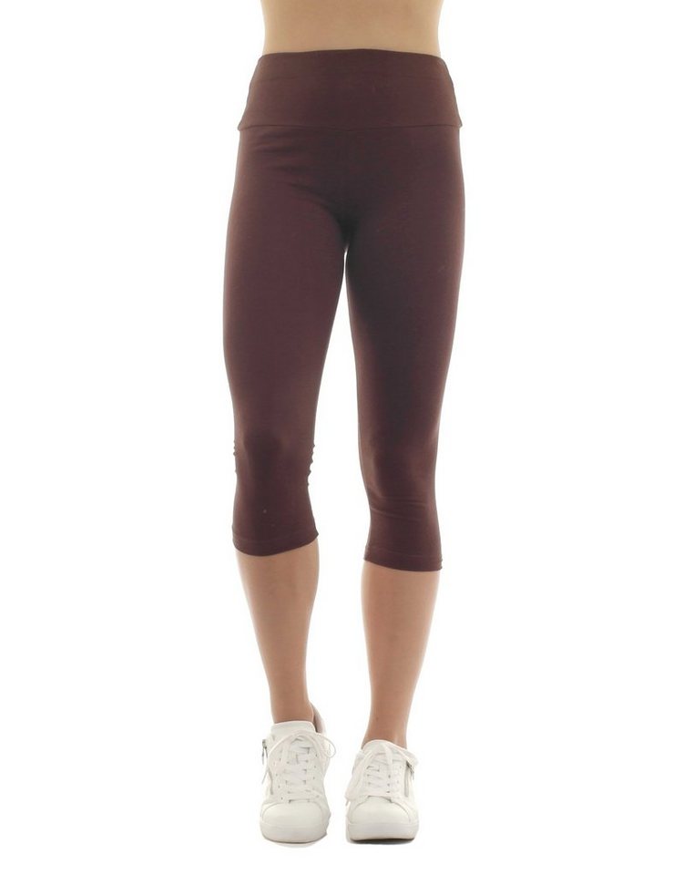 F&K-Mode Caprileggings Damen Capri 3/4 Leggings hoher Bund Baumwolle Hose hoher Bund von F&K-Mode