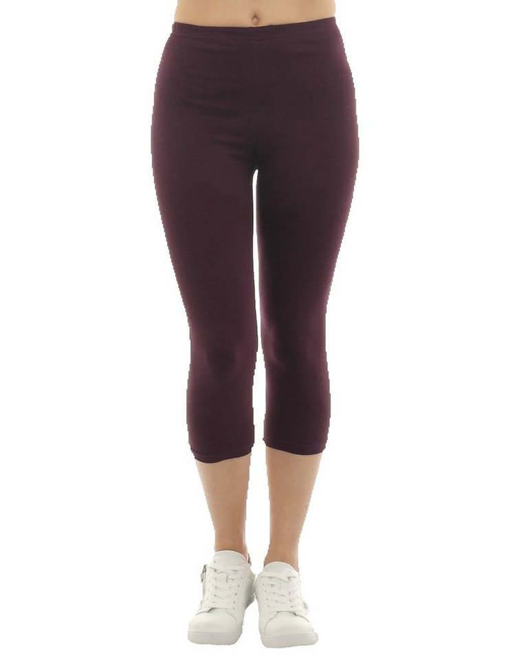 F&K-Mode Caprileggings Damen Capri 3/4 Leggings hoher Bund Baumwolle Hose hoher Bund von F&K-Mode