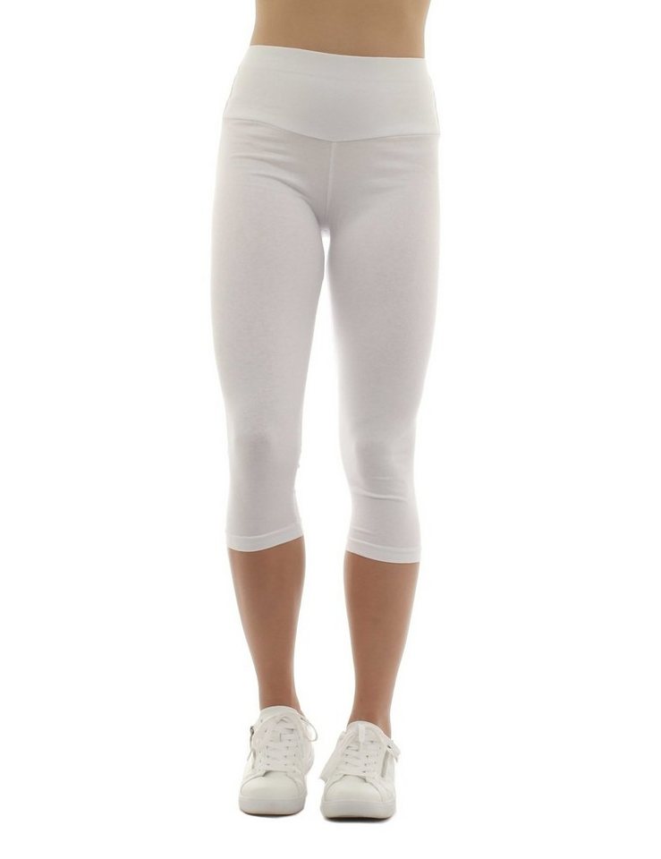 F&K-Mode Caprileggings Damen Capri 3/4 Leggings hoher Bund Baumwolle Hose hoher Bund von F&K-Mode