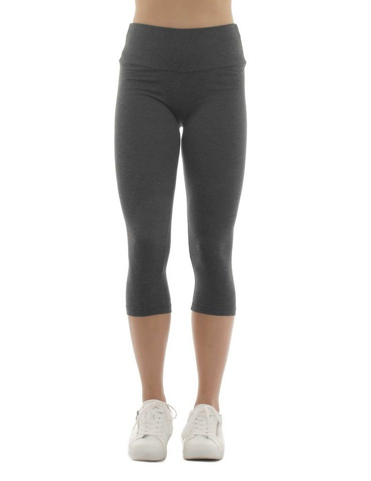 F&K-Mode Caprileggings Damen Capri 3/4 Leggings hoher Bund Taschen hoher Bund von F&K-Mode