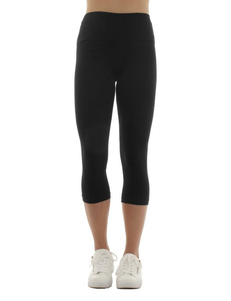 F&K-Mode Caprileggings Damen Capri 3/4 Leggings hoher Bund Taschen hoher Bund von F&K-Mode