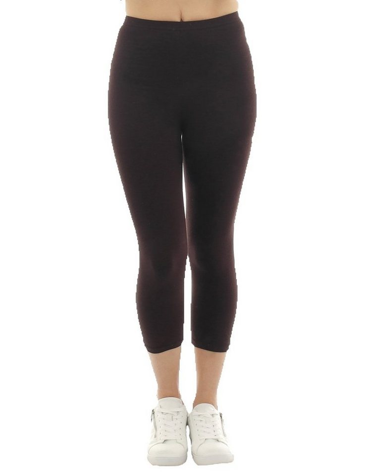 F&K-Mode Caprileggings Damen Capri 3/4 Leggings kurze Baumwolle Hose kurze von F&K-Mode