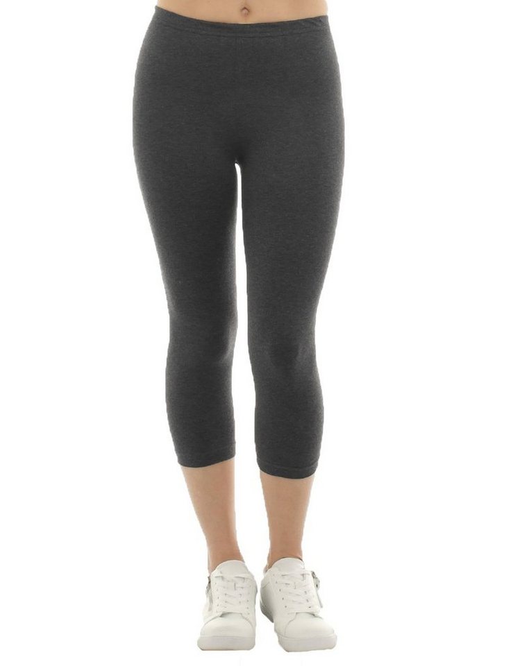 F&K-Mode Caprileggings Damen Capri 3/4 Leggings kurze Baumwolle Hose kurze von F&K-Mode