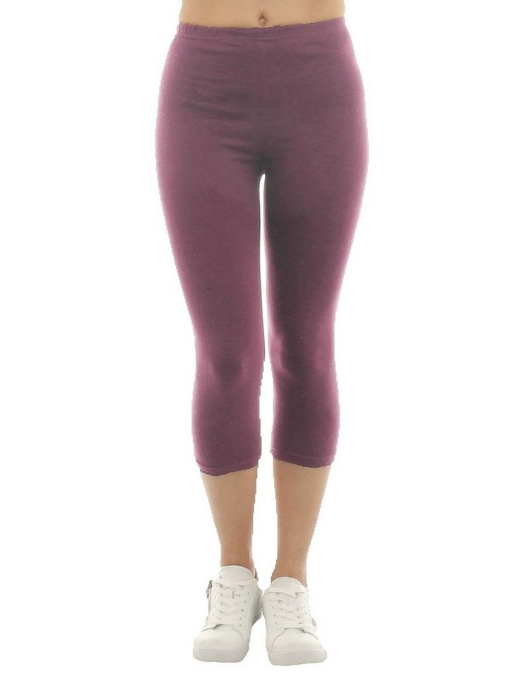 F&K-Mode Caprileggings Damen Capri 3/4 Leggings kurze Baumwolle Hose kurze von F&K-Mode