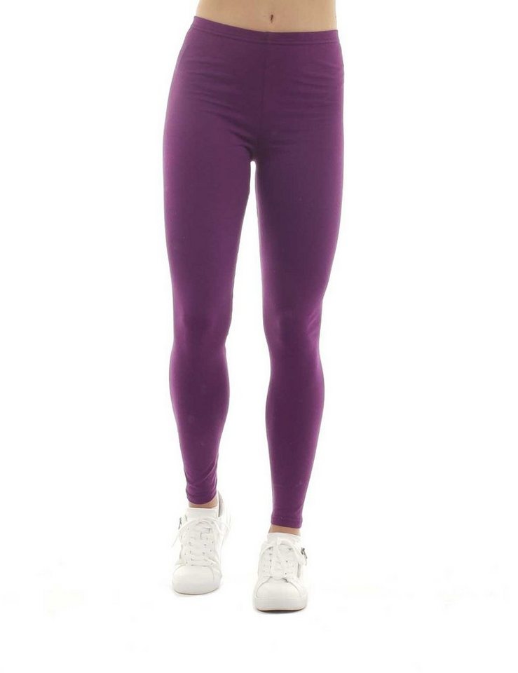 F&K-Mode Leggings Damen Leggings lang Hose Baumwolle gummi von F&K-Mode