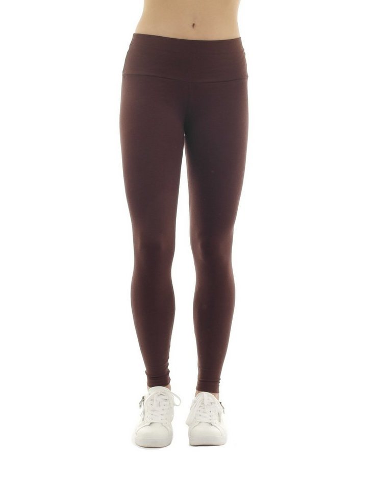 F&K-Mode Leggings Damen Leggings lang hoher Bund Hose Baumwolle hoher Bund von F&K-Mode