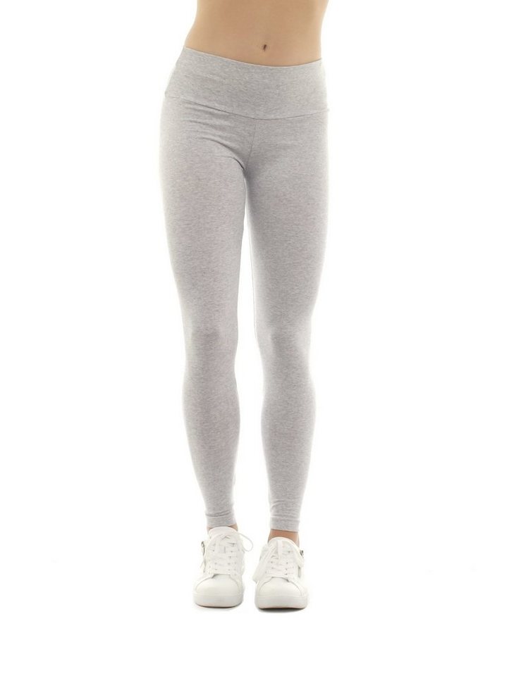 F&K-Mode Leggings Damen Leggings lang hoher Bund Hose Baumwolle hoher Bund von F&K-Mode