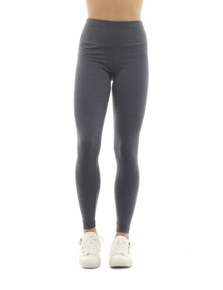 F&K-Mode Leggings Damen Leggings lang hoher Bund Hose Baumwolle hoher Bund von F&K-Mode