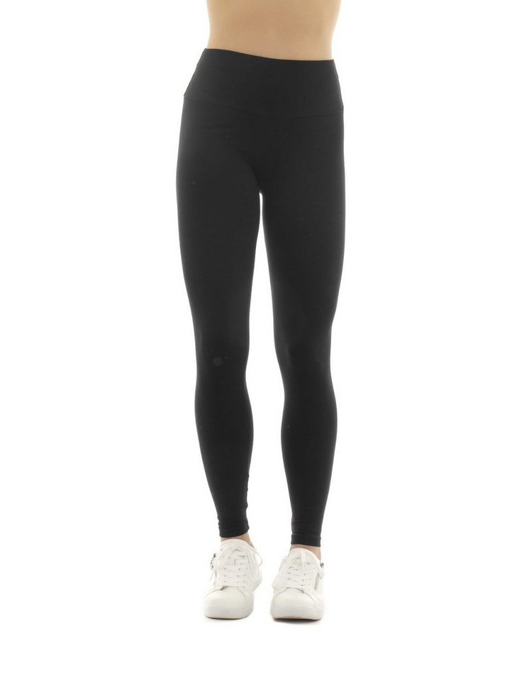 F&K-Mode Leggings Damen Leggings lang hoher Bund Hose Baumwolle hoher Bund von F&K-Mode