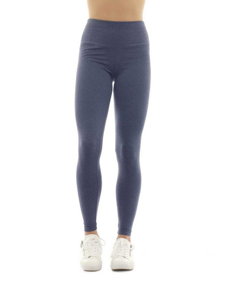 F&K-Mode Leggings Damen Leggings lang hoher Bund Taschen Hose gummi von F&K-Mode