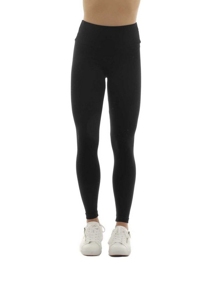 F&K-Mode Leggings Damen Leggings lang hoher Bund Taschen Hose gummi von F&K-Mode