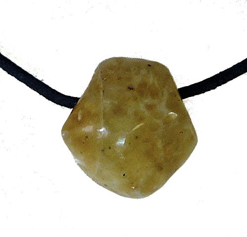 TF Premium Edelstein Anhänger Herren & Damen I Trommelstein Anhänger mit Bohrung I Kettenanhänger mit 1m Textilband I Exklusive Schmucksteine in Deutschland veredelt (Honigopal) von TF