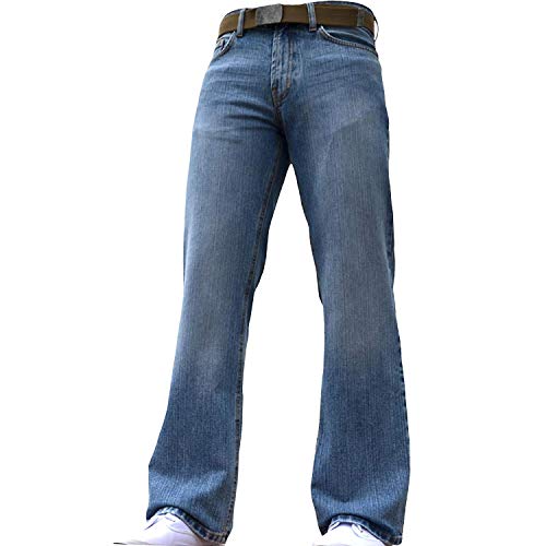 Weite, blaue BNWT-Herren-Jeans Gr. 32W x 30L, hellblau von F.B.M Jeans