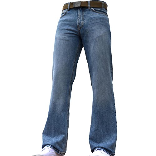 BNWT Herren Weites Bein Bootcut Flared schwer, blau denim jeans, Boot-Cut, Blau von F.B.M Jeans