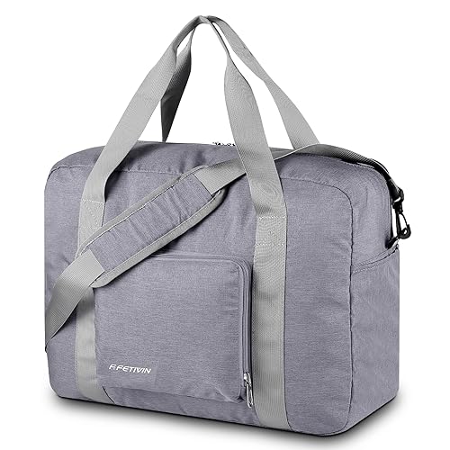 For Spirit Airlines Persönliche Gegenstände Tasche 18x14x8 Faltbare Reisetasche Untersitz Handgepäck für Damen und Herren 30L, GRAU, 25L von F.FETIVIN