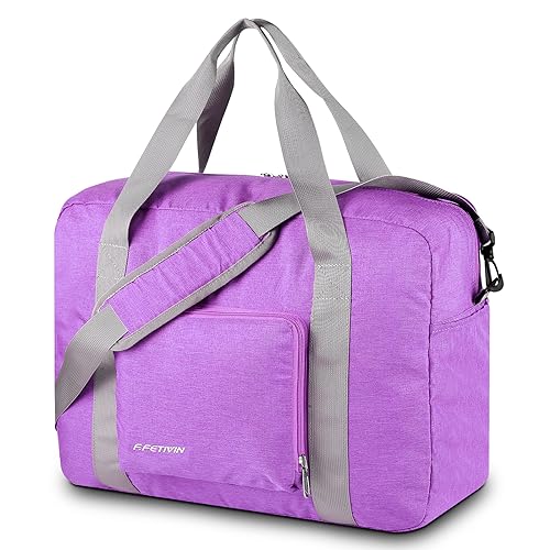 For Spirit Airlines Persönliche Gegenstände Tasche 18x14x8 Faltbare Reisetasche Untersitz Handgepäck für Damen und Herren 30L, Violett, 25L von F.FETIVIN