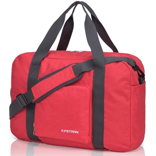 For Spirit Airlines Persönliche Gegenstände Tasche 45,7 x 35,6 x 20,3 cm, faltbare Reisetasche unter dem Sitz, Handgepäck für Damen und Herren, 30 l, Rotorange, 25L von F.FETIVIN