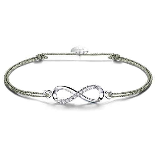 F.ZENI Armbänder Damen 925 Sterling Silber Funkeln Kubisches Zirkonia Kuss Armband Akzent Unendlichkeit für Immer Armbänder für Damen (Matcha) von F.ZENI