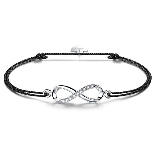 F.ZENI Armbänder Damen 925 Sterling Silber Funkeln Kubisches Zirkonia Kuss Armband Akzent Unendlichkeit für Immer Armbänder für Damen (Schwarz) von F.ZENI