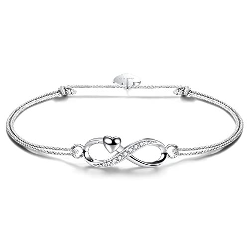 F.ZENI Damen Armband 925 Sterling Silber Unendlichkeit Armband Funkeln Kubisches Zirkonia Liebe für Immer Armbänder für Frauen Mädchen Schmuck Geschenk mit Geschenkbox von F.ZENI