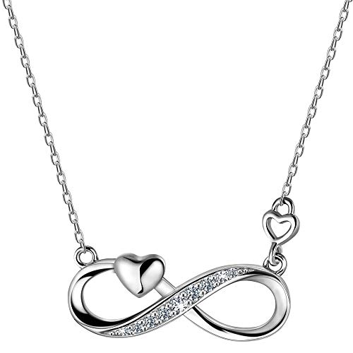 F.ZENI Damen Kette 925 Sterling Silber Unendlichkeit Kette Funkeln Kubisches Zirkonia Liebe für Immer Kette für Frauen Mädchen Schmuck Geschenk mit Geschenkbox von F.ZENI