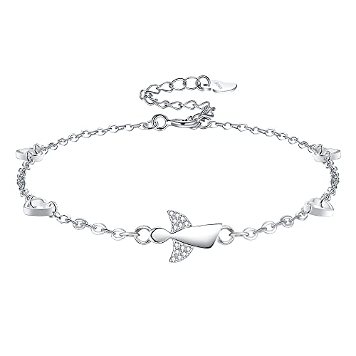 F.ZENI Fußkettchen Armband 925er Sterlingsilber Engelsbein Armband mit funkelndem Zirkonia für immer Liebe Übergroßes Armband Schmuck für Frauen Mädchen von F.ZENI