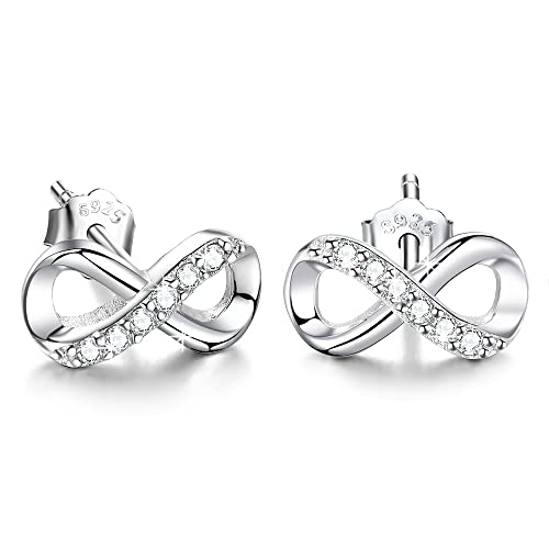 Unendlichkeit Ohrringe 925 Sterling Silber Ohrstecker Für immer Liebe Akzent Modeschmuck für Frauen Mädchen mit Geschenkbox (Weiße Liebe) von F.ZENI