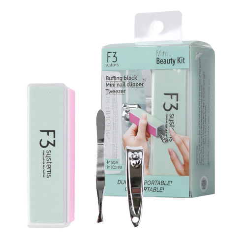 F3 SYSTEMS - Mini Beauty Kit (Buffing Block, Clipper, Tweezer) - 1set von F3 SYSTEMS