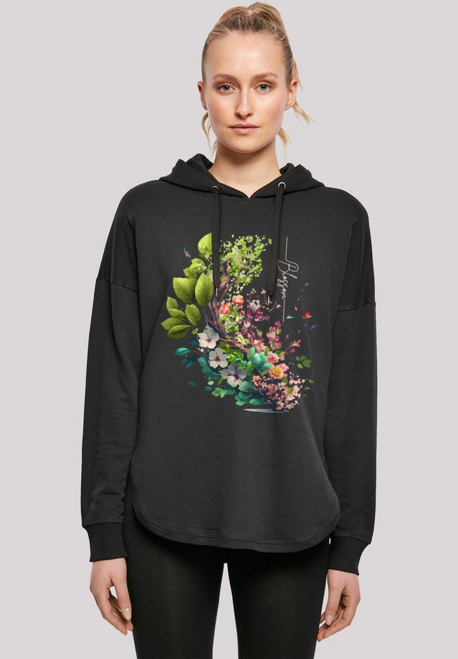 F4NT4STIC Kapuzenpullover Baum mit Blumen Oversize Hoodie Print von F4NT4STIC