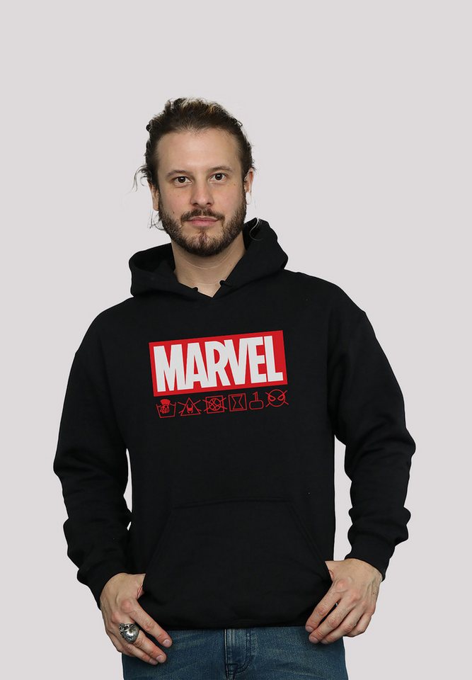 F4NT4STIC Kapuzenpullover Marvel Logo Wash Care Symbols Herren,Premium Merch,Slim-Fit,Kapuzenpullover,Logo Print von F4NT4STIC