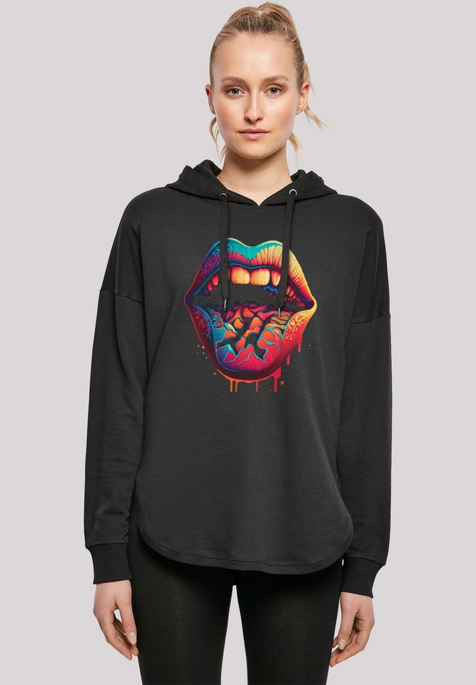 F4NT4STIC Kapuzenpullover Drooling Lips OVERSIZE HOODIE Print von F4NT4STIC