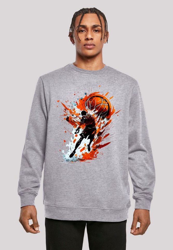 F4NT4STIC Kapuzenpullover Basketball Splash Orange Sport CREW Print von F4NT4STIC