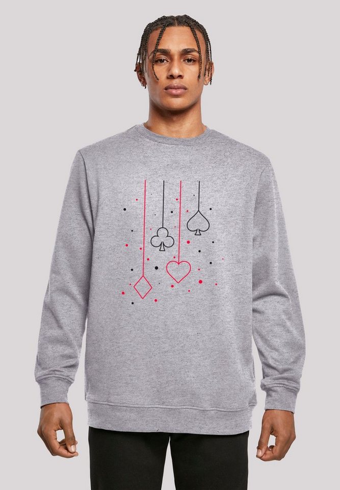 F4NT4STIC Kapuzenpullover Kreuz Pik Herz Karo Poker Kartenspiel Print von F4NT4STIC