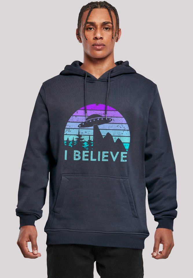 F4NT4STIC Kapuzenpullover I BELIEVE UFO Alien Raumschiff Retro Premium Qualität von F4NT4STIC