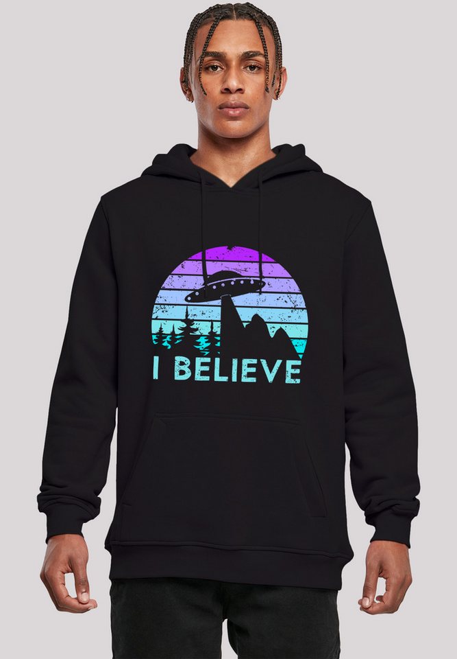 F4NT4STIC Kapuzenpullover I BELIEVE UFO Alien Raumschiff Retro Premium Qualität von F4NT4STIC