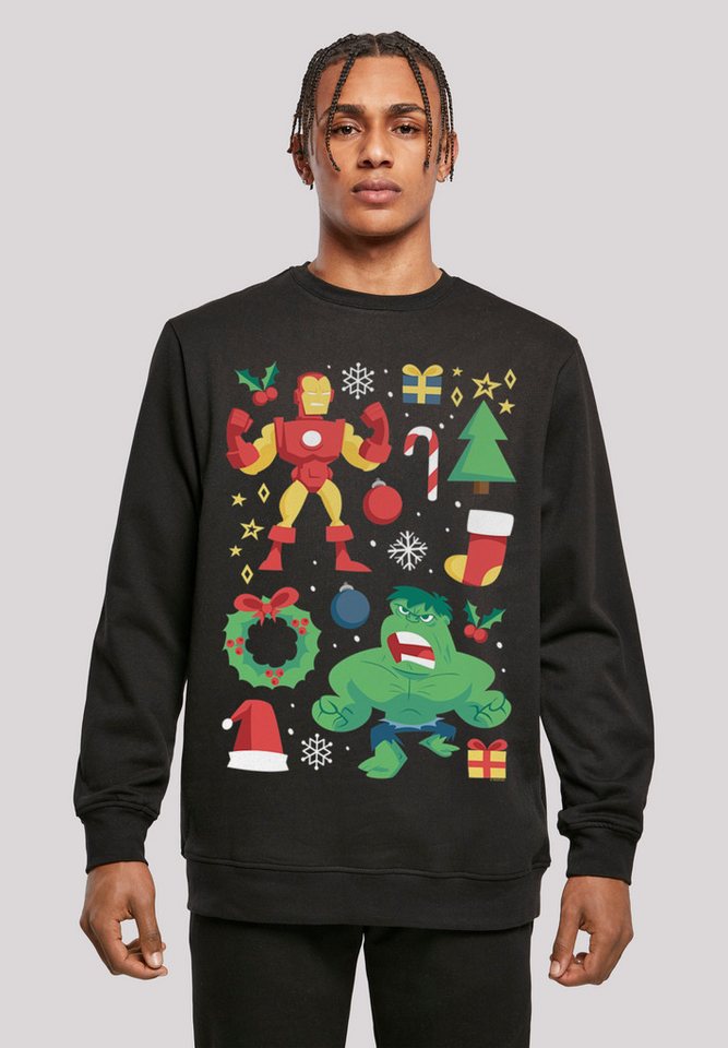 F4NT4STIC Kapuzenpullover Marvel Universe Iron Man und Hulk Christmas Print von F4NT4STIC