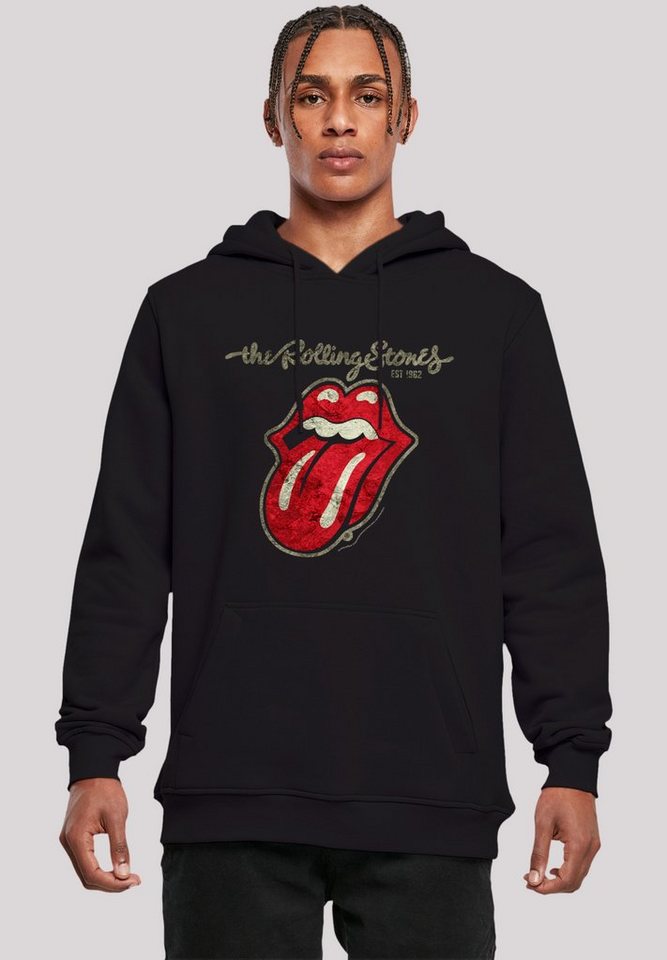 F4NT4STIC Kapuzenpullover The Rolling Stones Plastered Tongue Washed Premium Qualität von F4NT4STIC